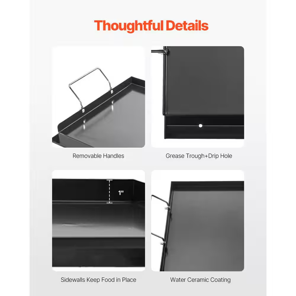 Carbon Steel Griddle, 16 X 24In.Griddle Flat Top Plate, Griddle for BBQ Charcoal