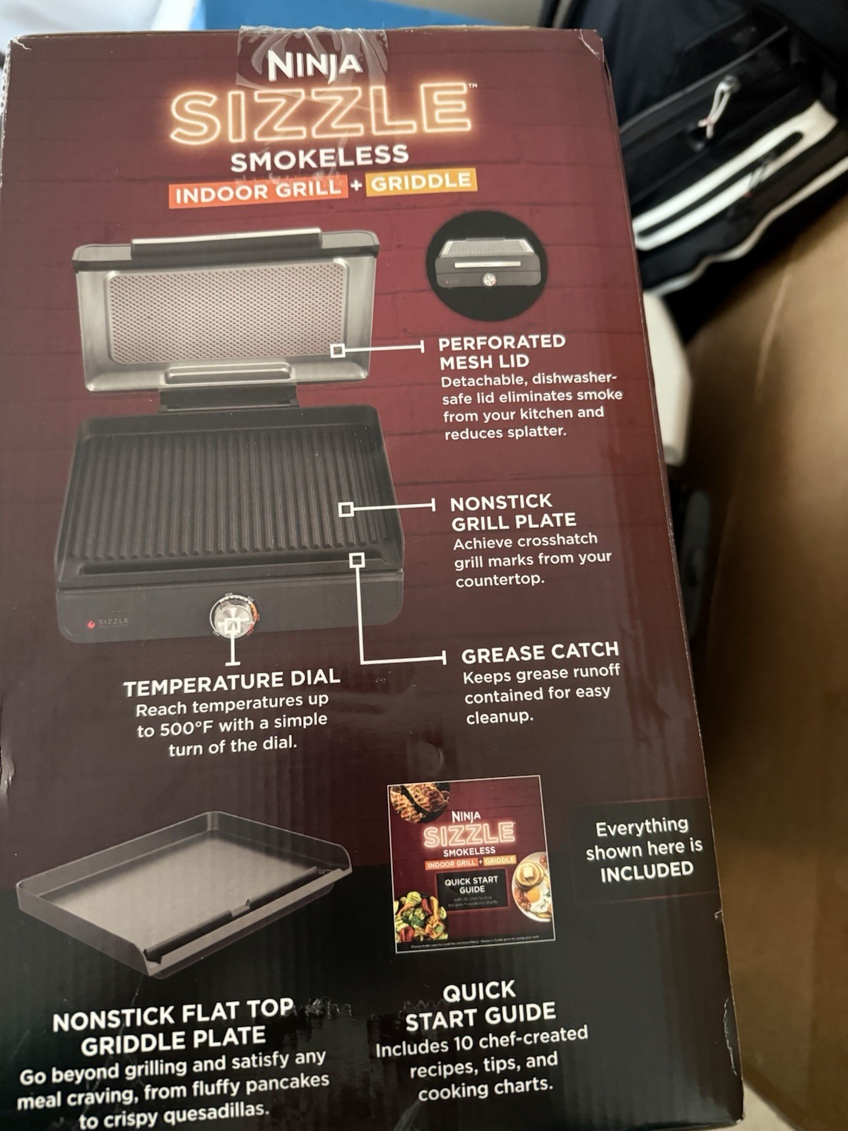 Ninja Sizzle Smokeless Indoor Grill & Griddle, Interchangeable Plates