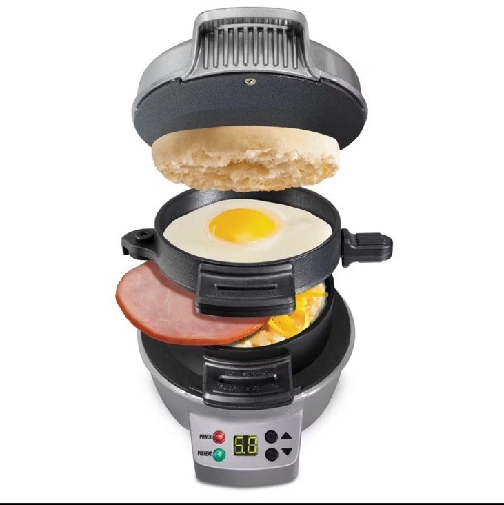 Hamilton Beach Breakfast Sandwich Maker with Timer – Dark Gray – 25478 New