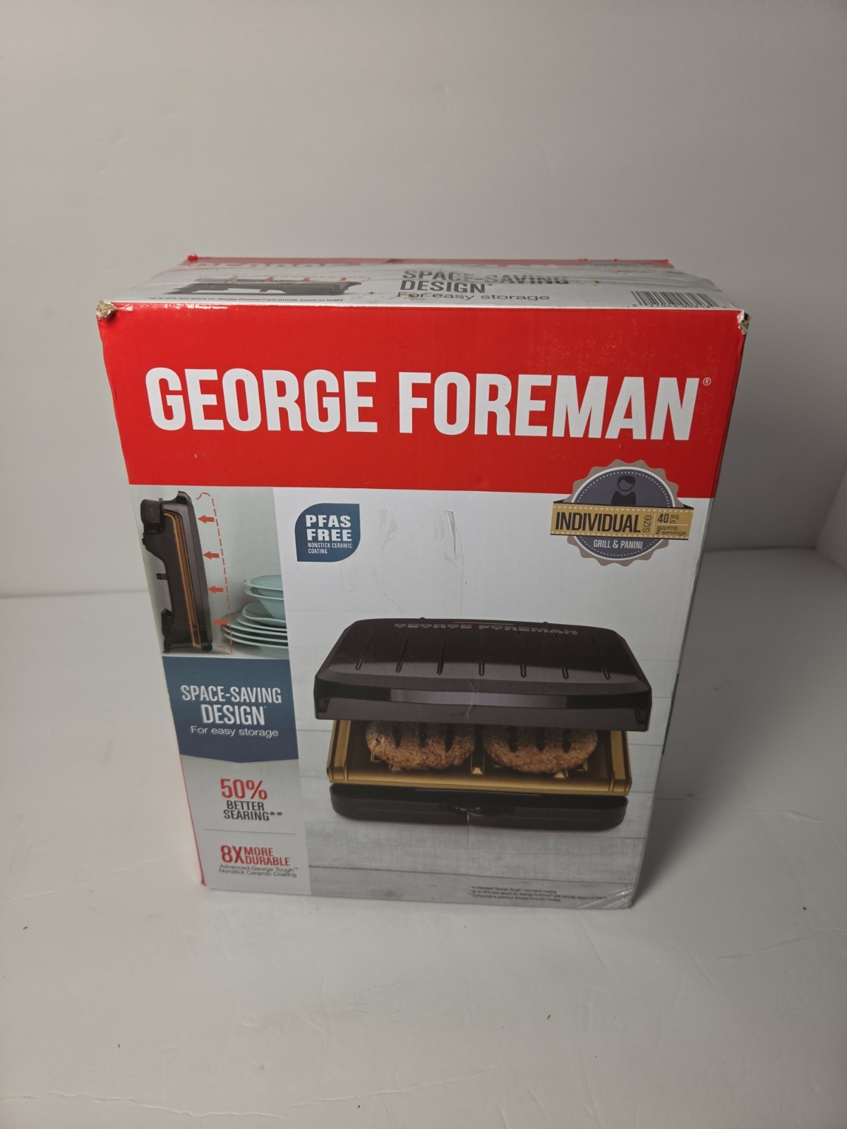 George Foreman Individual Size Compact Grill & Panini Press – Bronze & Black