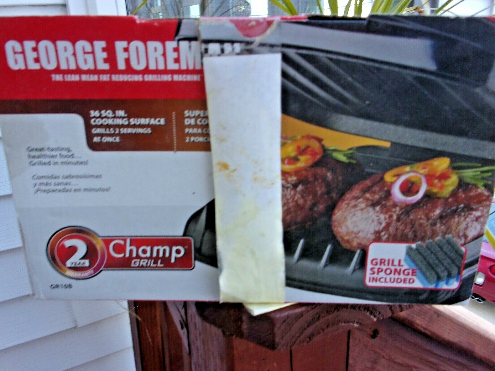 George Foreman The Champ 36″ Grill, 2 Serving, GR10B New in Box