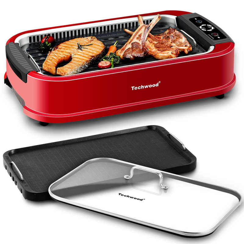 Indoor Smokeless Grill Techwood 1500W Electric Bbq Grill Temperature Control