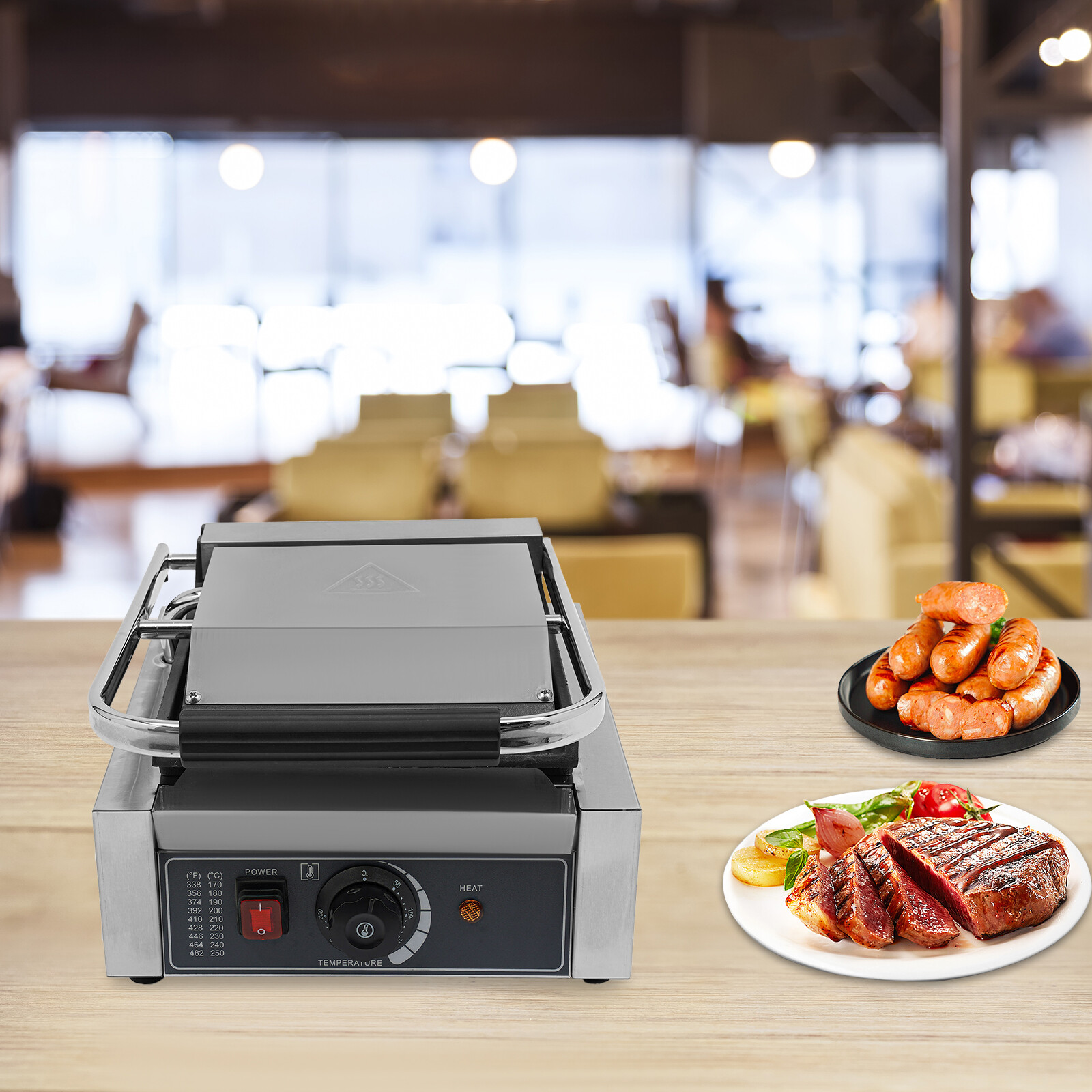 Commercial Panini Press Grill Electric Sandwich Maker Griddle Plate 8″x9″ 1800W