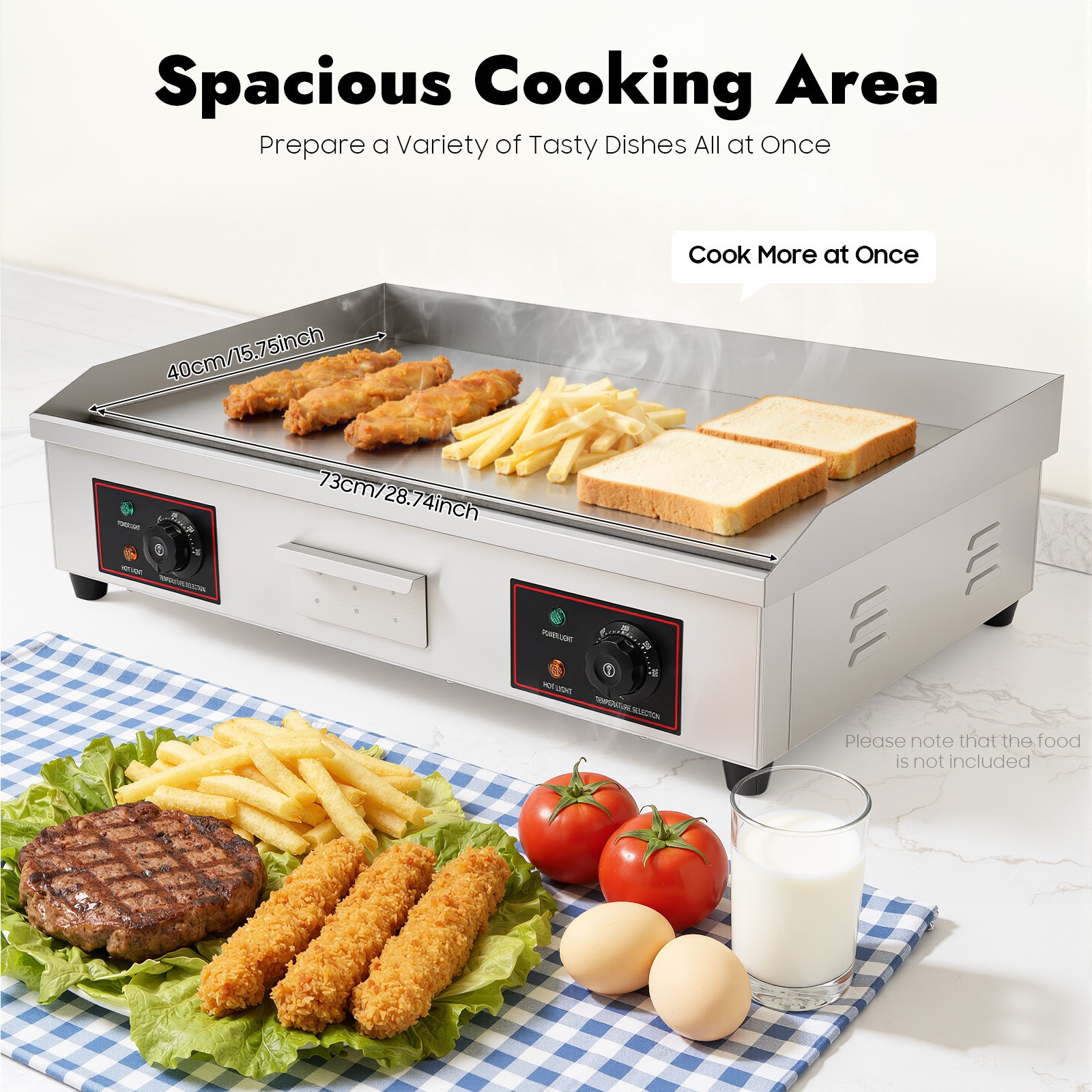 30?? 3000W Commercial Restaurant Grill BBQ Flat Top Electric Countertop Griddle