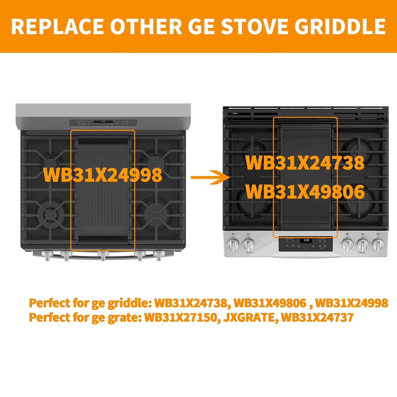 Upgraded WB31X24738 Griddle Replacement Parts for GE Stove Parts WB31X49806 Cast
