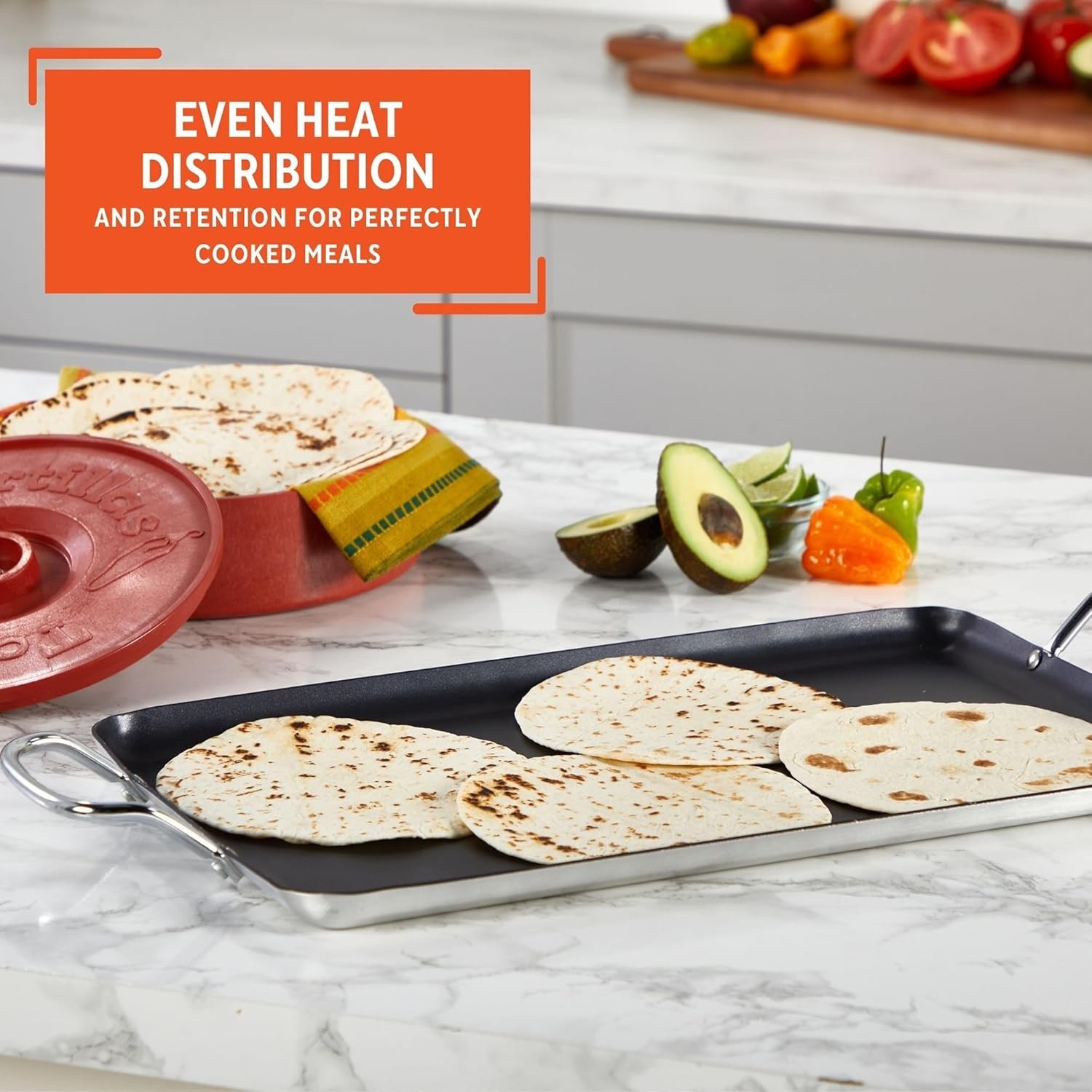 Double Burner Griddle Non-Stick 20-Inch, Black