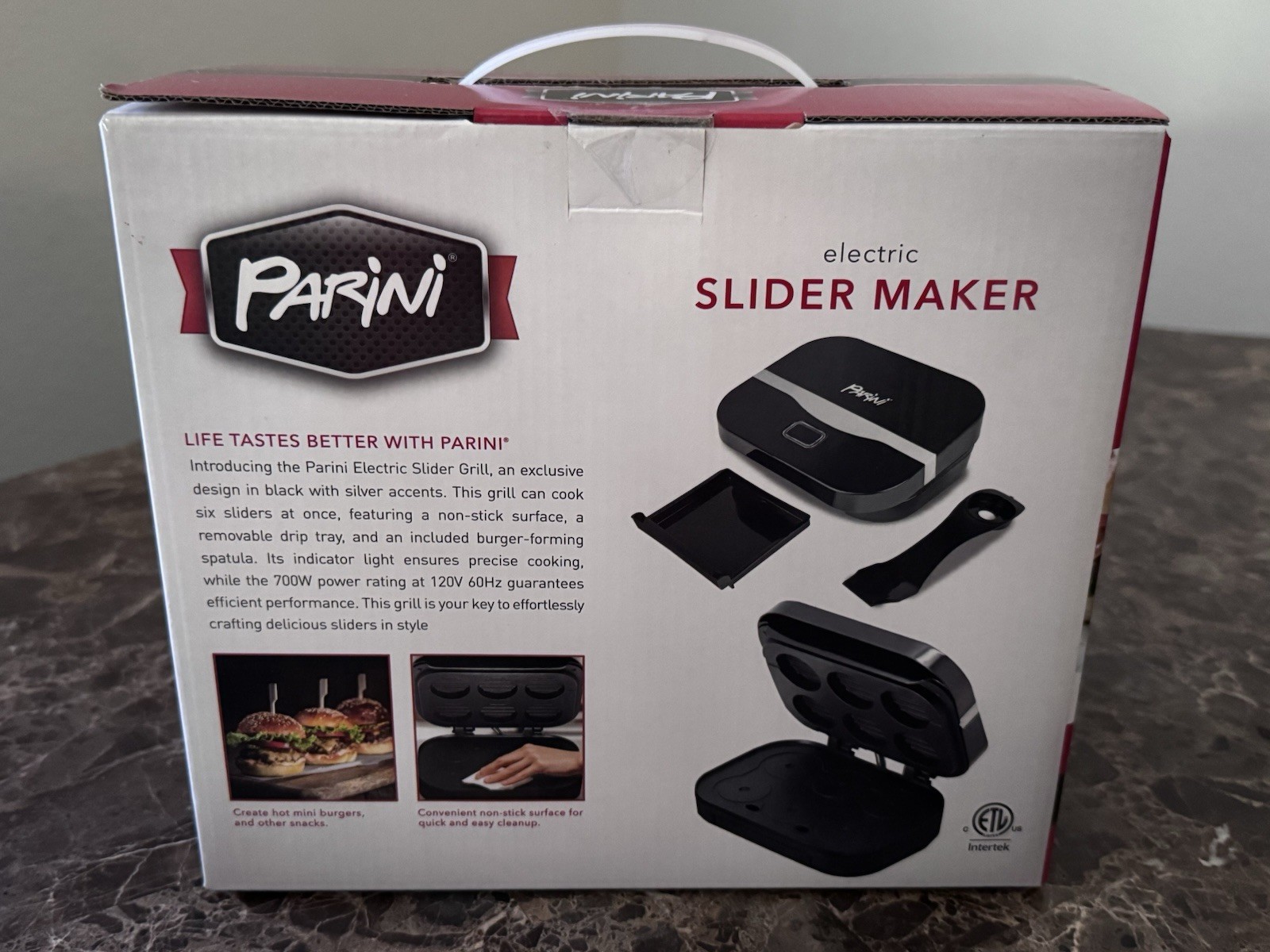 Parini Electric Slider Maker Non Stick Surface Grills 6 Sliders Factory Sealed