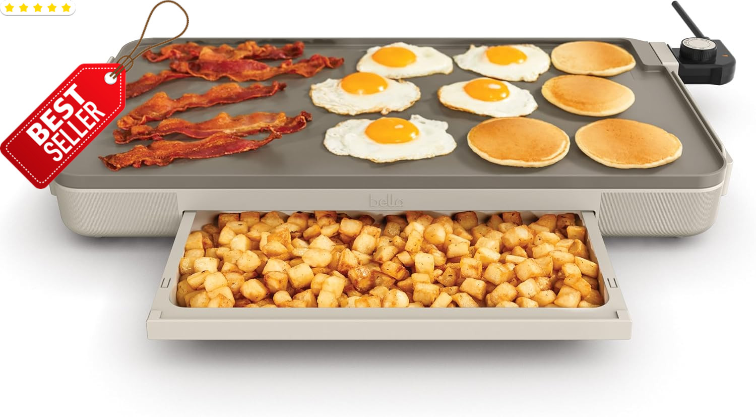 12x22in Electric Griddle 1500W Nonstick with Warming Tray Drip Tray Handles – US