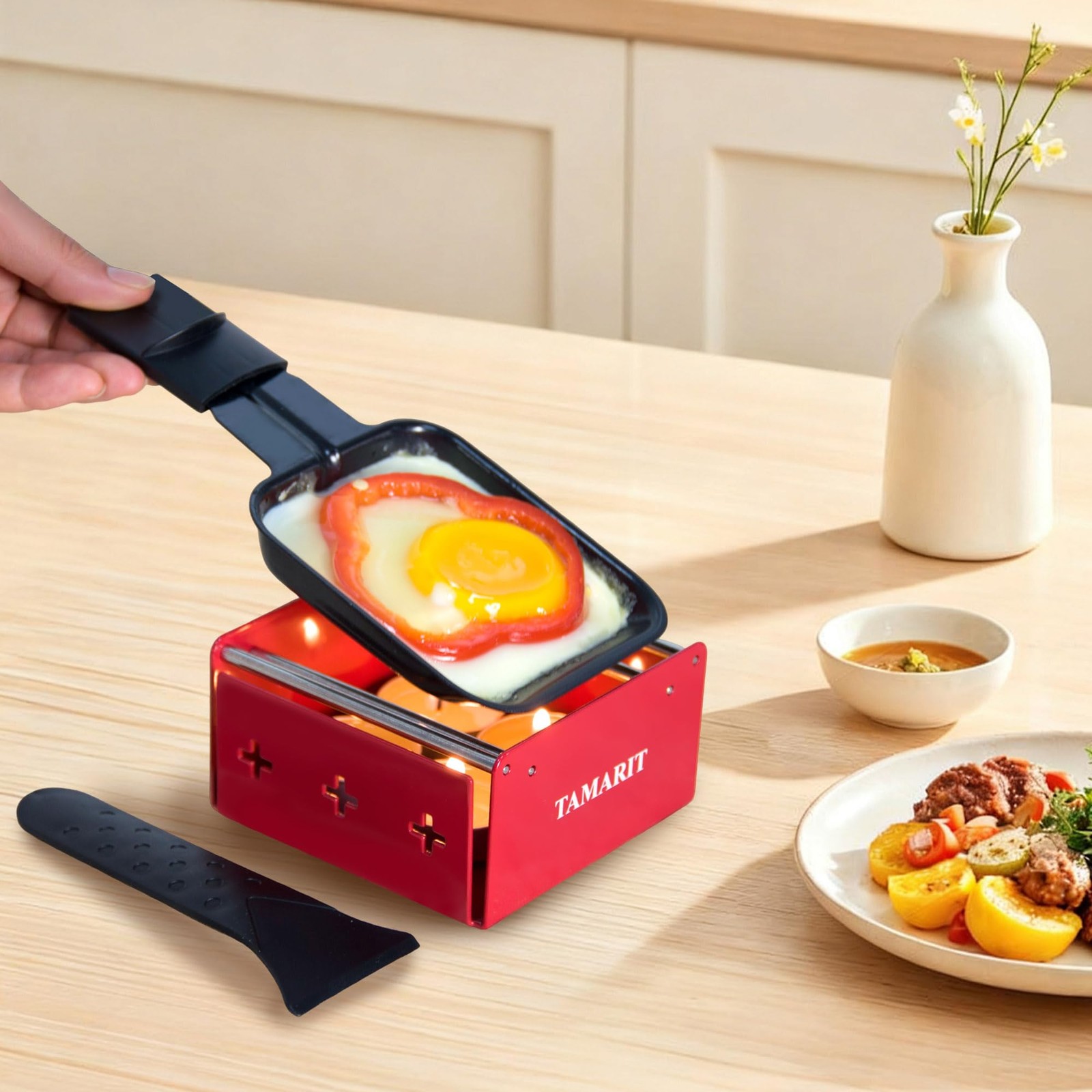 Personal Raclette Grill Portable Candlelight Raclette Cheese Melter w…
