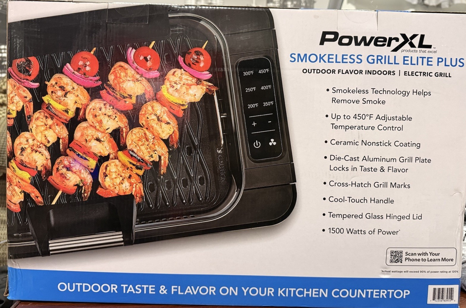 PowerXL Smokeless Grill Elite Plus Indoor Electric Grill 1500W Ceramic Nonstick