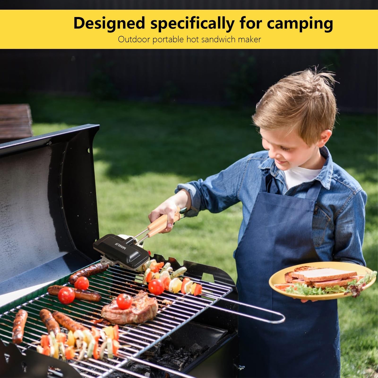 Portable Hot Sandwich Maker – Ideal for Home & Outdoor Use, Sandwich & Hobo P…