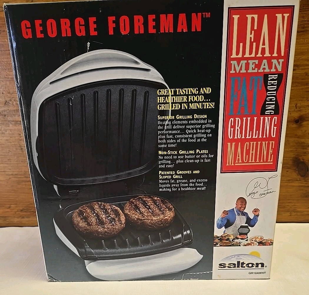 NEW George Foreman GR10AWHT Lean Mean Fat Reducing Grilling Machine Salton