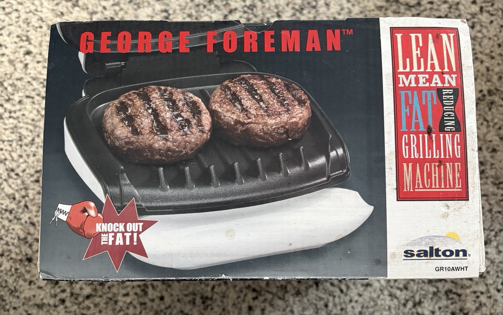 George Foreman Grill GR10AWHT Original Salton Lean Mean Fat Reducing Machine NOS