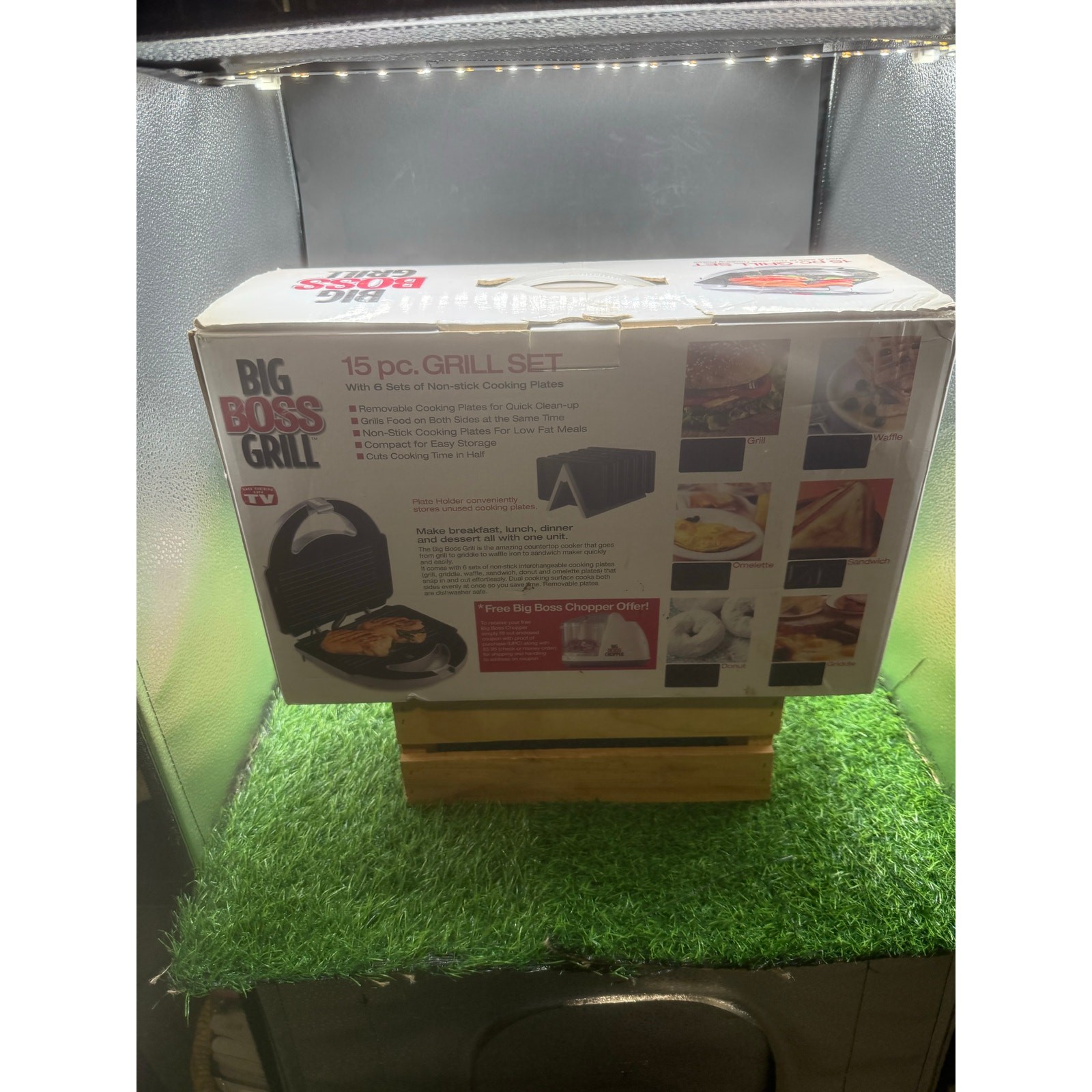 Big Boss Grill 15-Pc Set-New in Box w/ Unit, Rack and Plates-Complete