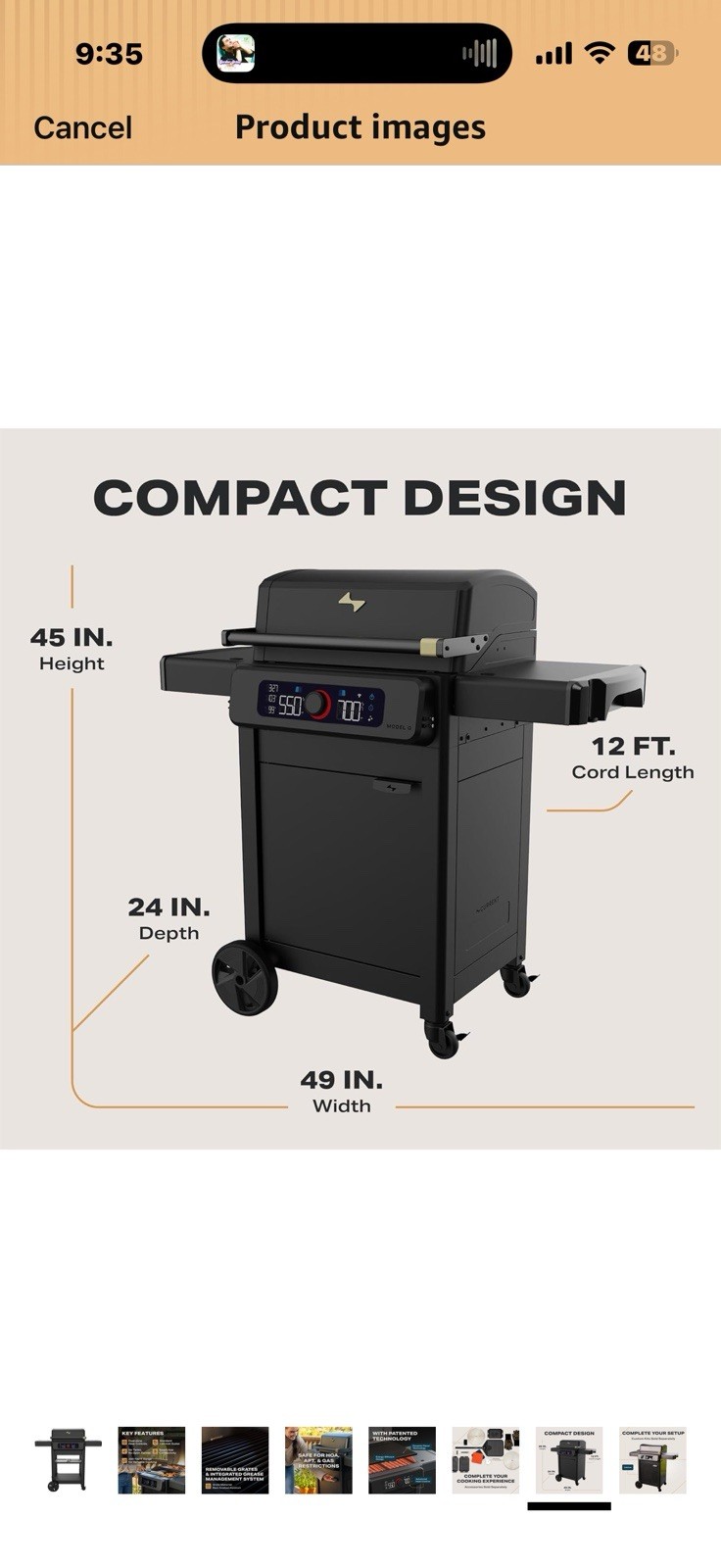 Current Model G+ Dual Zone Electric Grill, Smart Electric Outdoor Grill