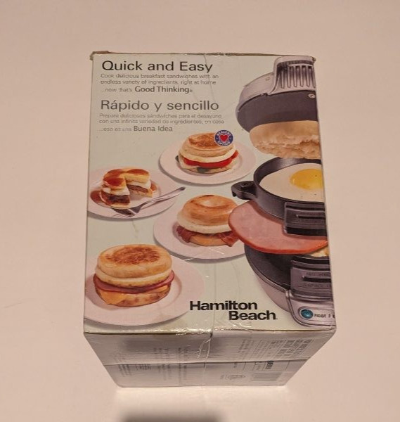 Hamilton Beach Breakfast Sandwich Maker 25475 Silver Egg Muffin New in Box