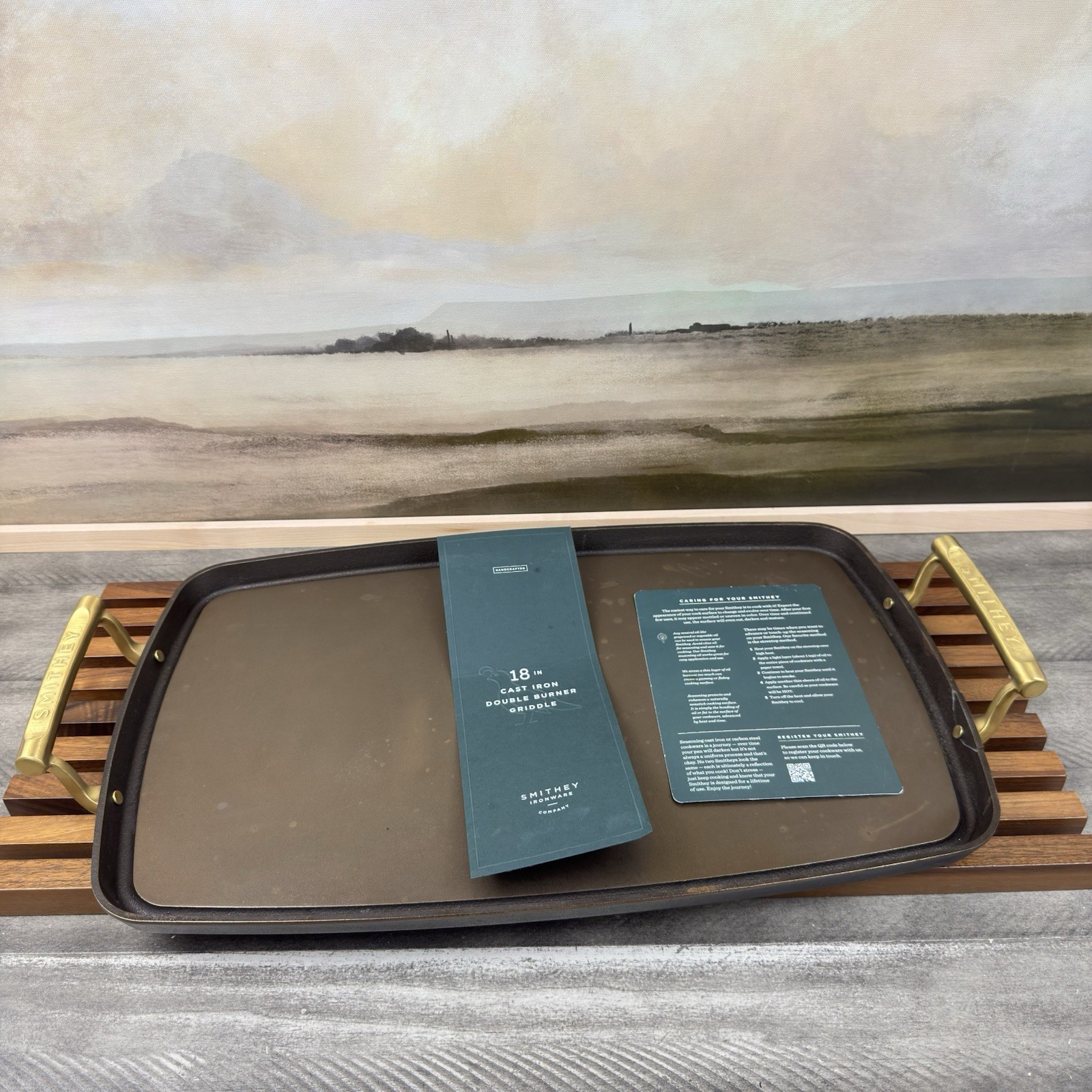 Williams Sonoma Smithey Seasoned Cast Iron Double Burner Griddle Broken Handle
