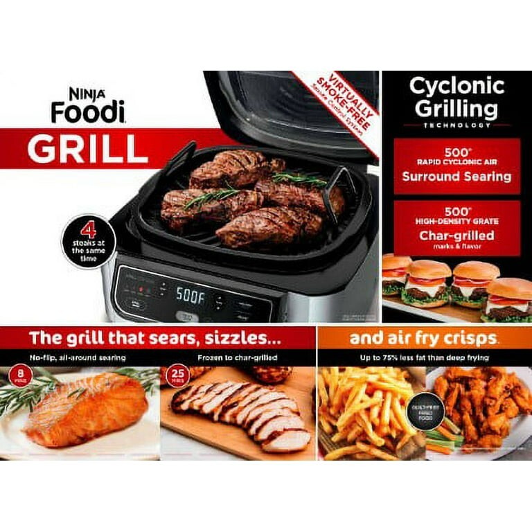 Ninja Foodi 4-in-1 Indoor Grill and Air Fryer – Black/Silver (AG300BF)