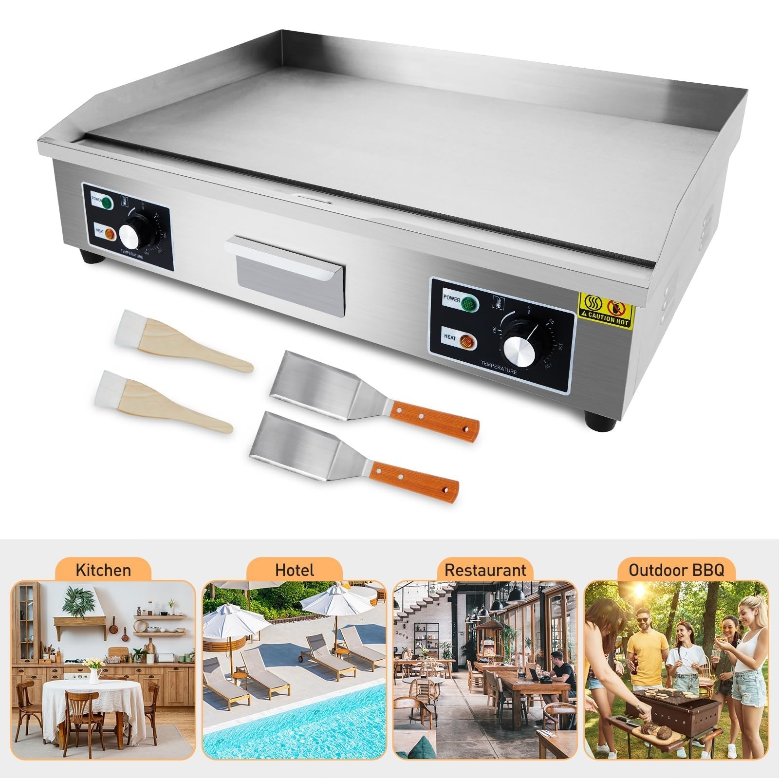 29 Inch Commercial Electric Griddle 3000W 110V Teppanyaki Grill Flat Top Grill