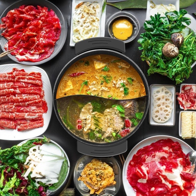 Dual Sided Electric Hot Pot 6L Nonstick Surface 5 Temp Control Recipe Book New