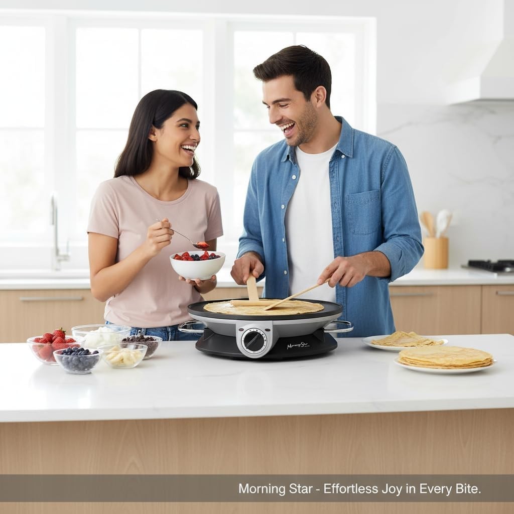 13″ Electric Crepe Maker, Nonstick Pancake Griddle, Adjustable Temperature Co…