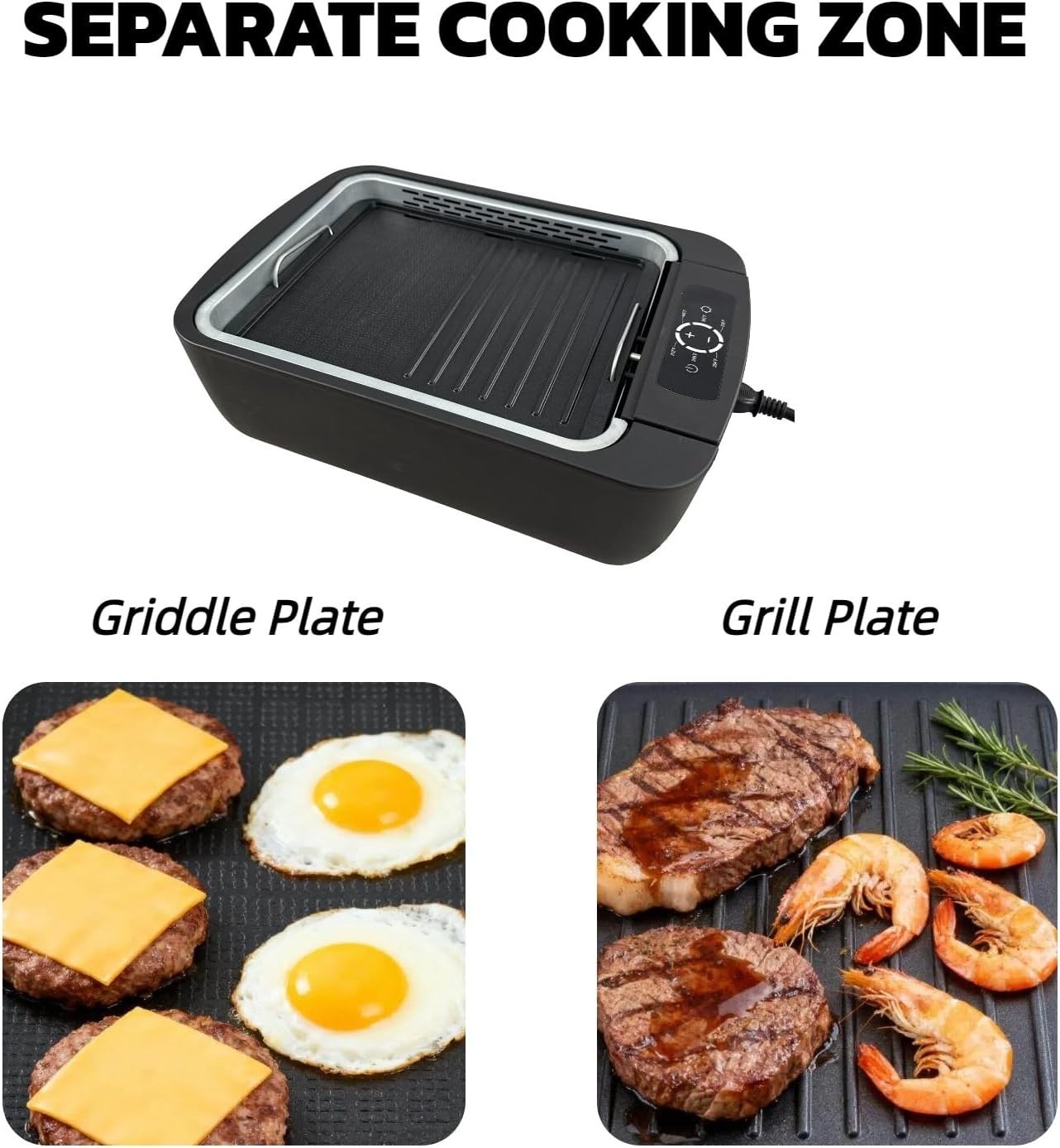 1100W Indoor Smokeless Grill Griddle Korean BBQ Nonstick Electric Tabletop