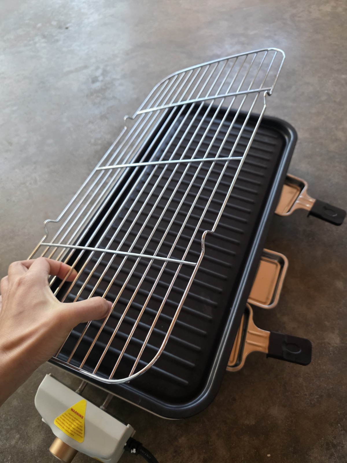 Indoor Electric Grill Black Silver Removable Plate Drip Tray Temp Control