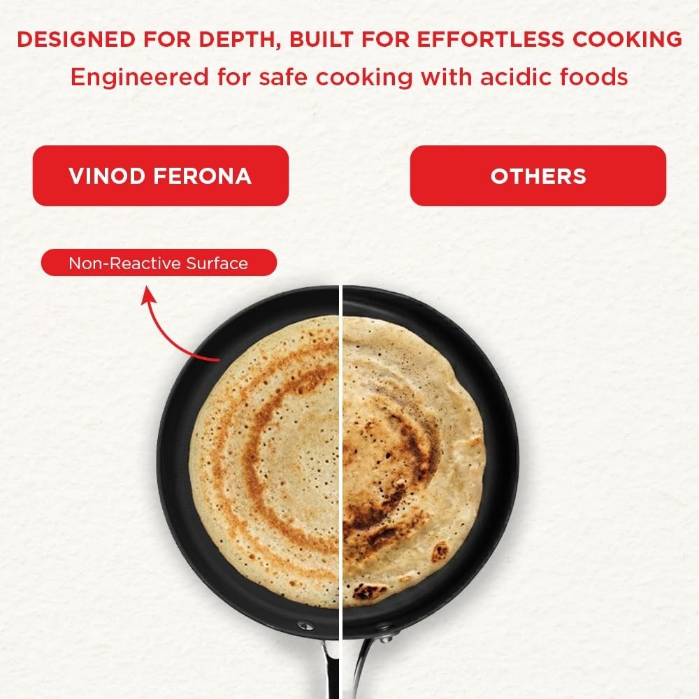 Vinod Ferona Cast Iron Dosa Tawa Gas Stick-Free Metal Spoon Safe PTFE Free