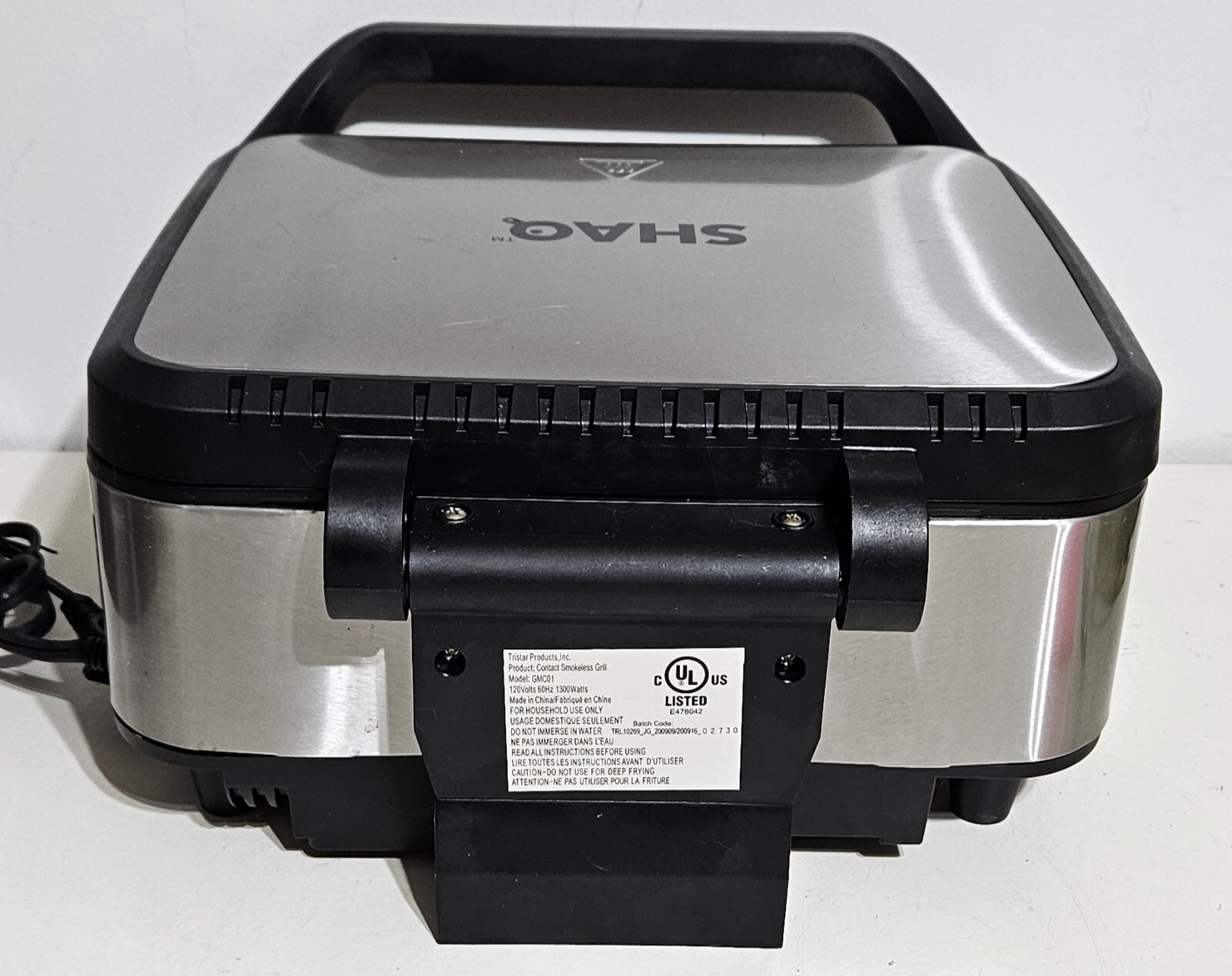 SHAQ Smokeless Grill & Press Electric Indoor Grill GMC01 Complete – TESTED