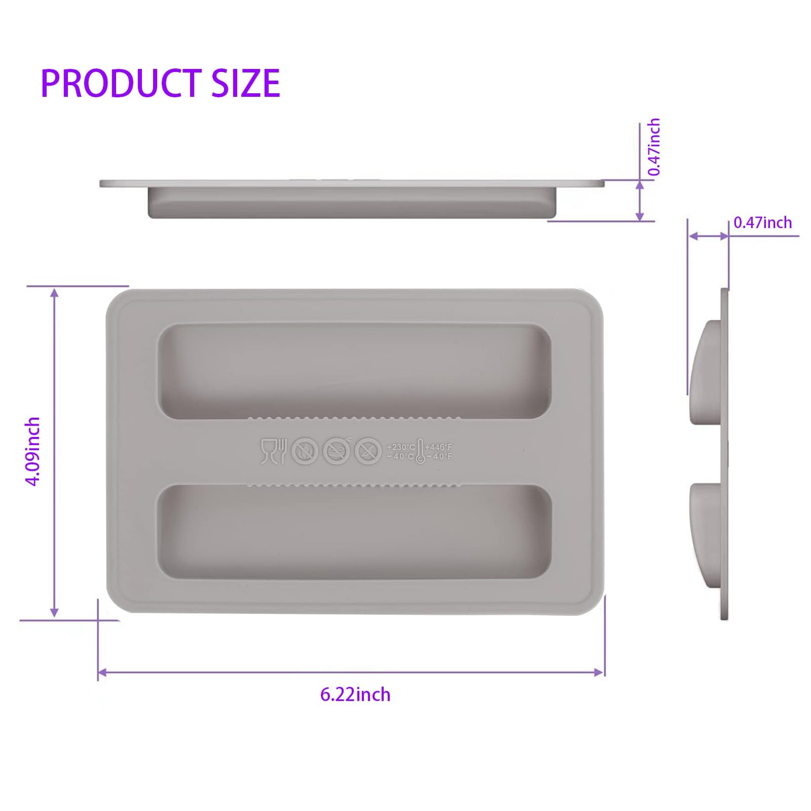 2 Pack Toaster Cover 2 Slice Silicone Lid Bread Grey