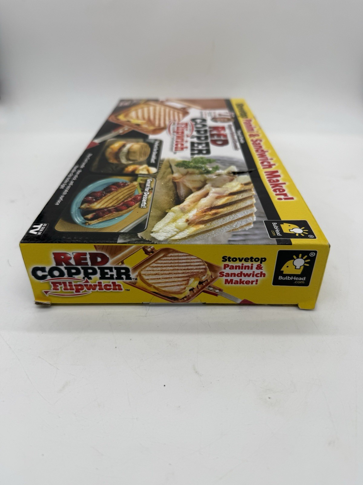 Red Copper Flipwich Stovetop Panini & Sandwich Maker Copper Infused Ceramic NIB