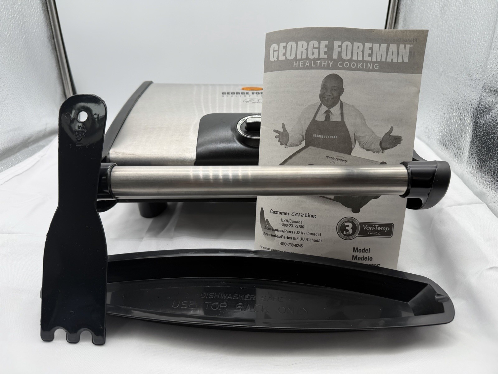 George Foreman GR0080S Variable Temp Grill Open Box Complete Manual & Box