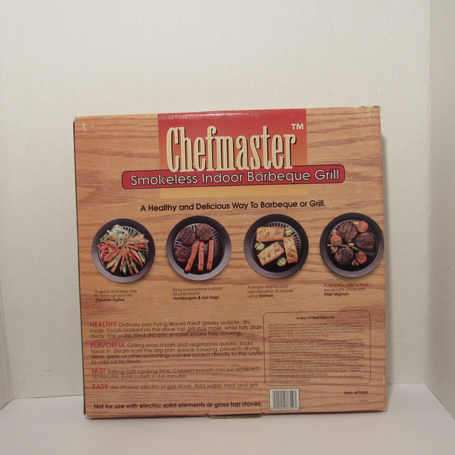 CHEFMASTER KTGR5 Smokeless Indoor Stovetop Black Barbeque Grill, 2 PCS