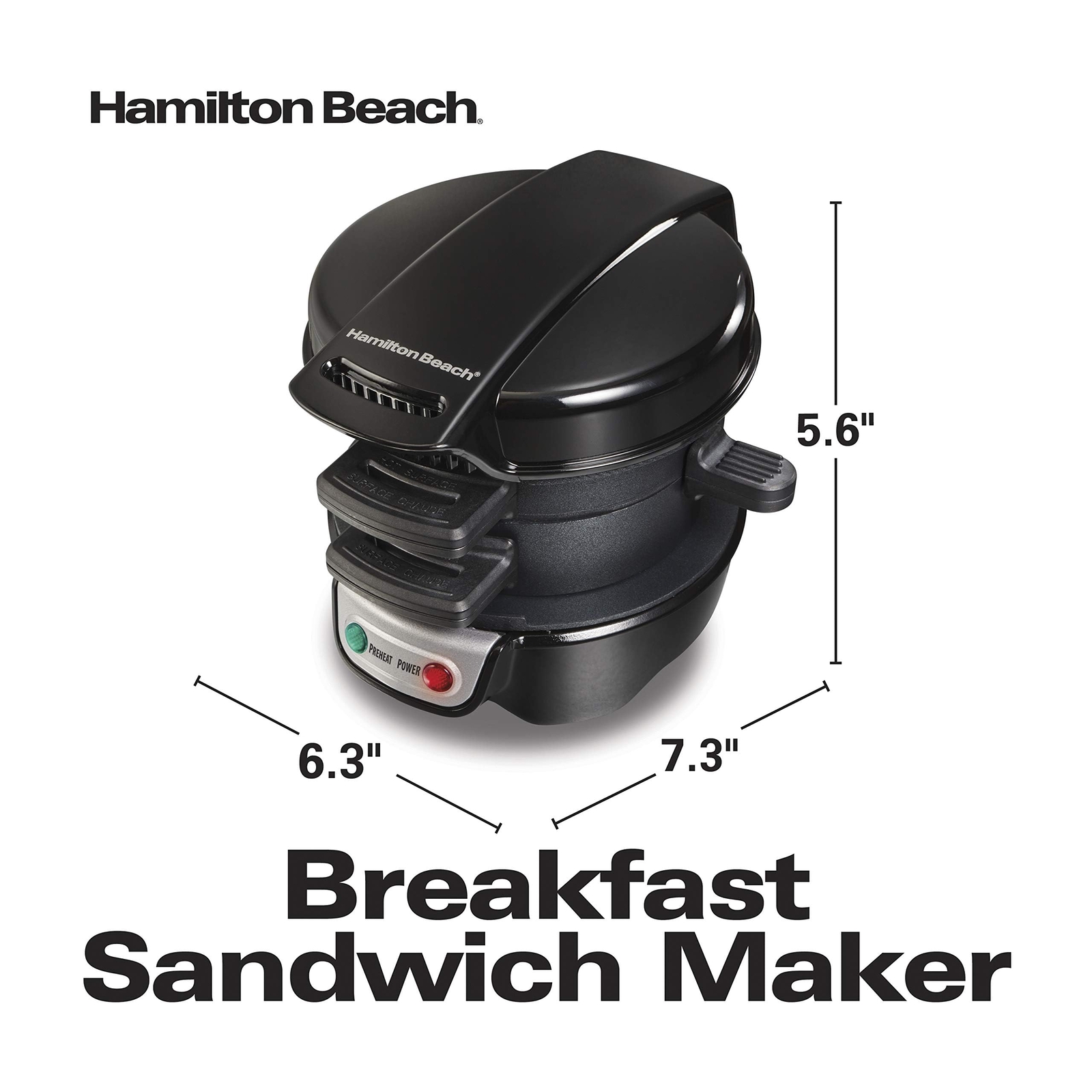 Hamilton Beach Breakfast Sandwich Maker with Egg Cooker Ring Black 25477