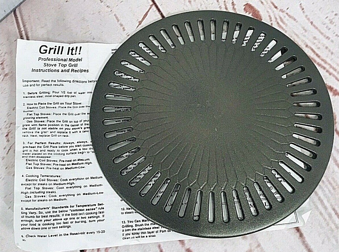 Smokeless “Grill It” Stove Top Indoor Grill Compact Kitchen Cooking Silver 614A2