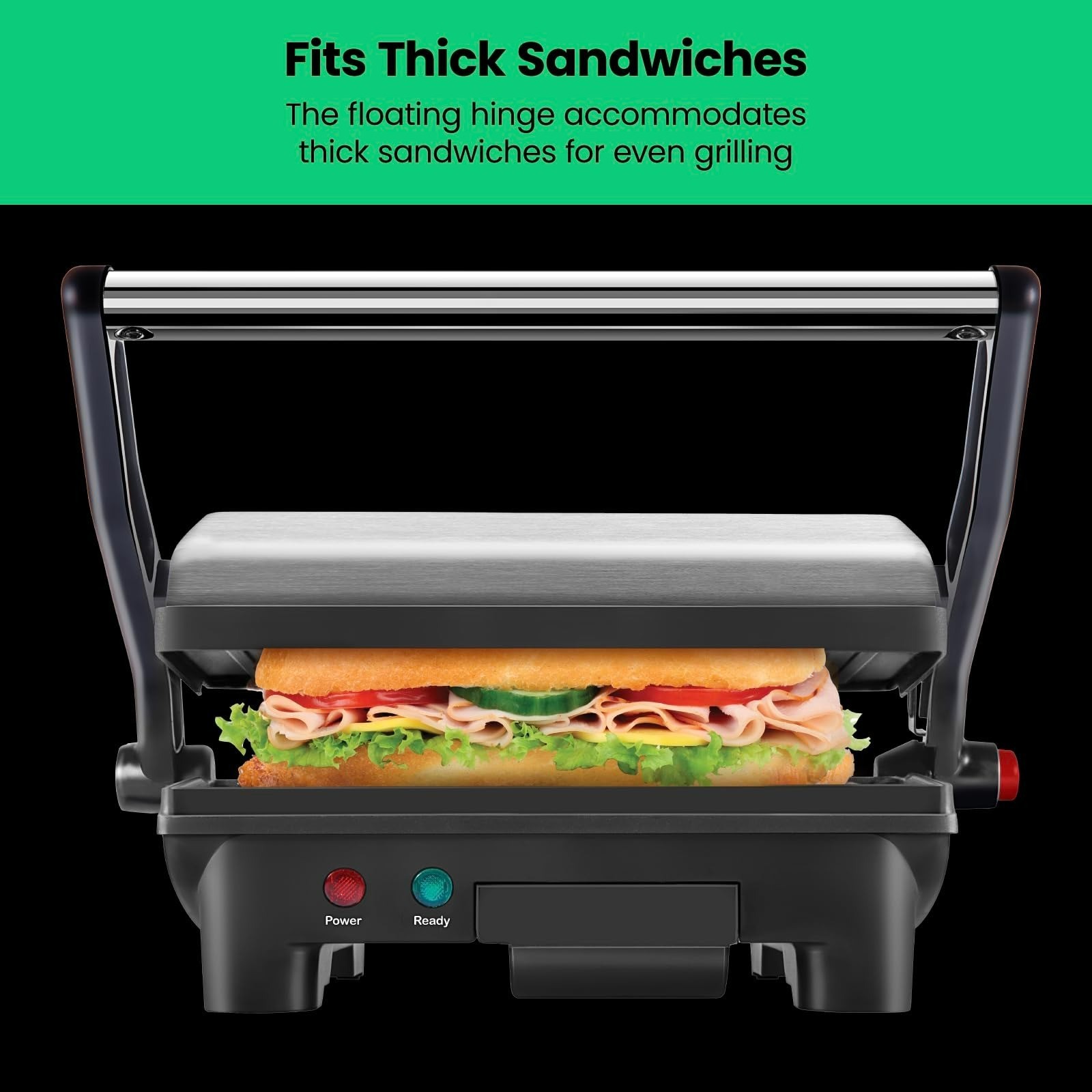 Chefman Electric Panini Press Grill, Compact 2-Slice Sandwich Maker
