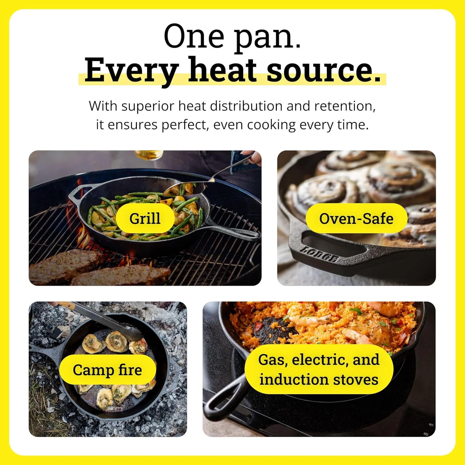 Lodge Reversible Cast Iron Grill/Griddle Pan 16.75 x 9.5 – Pre-Seasoned Dual-Sid