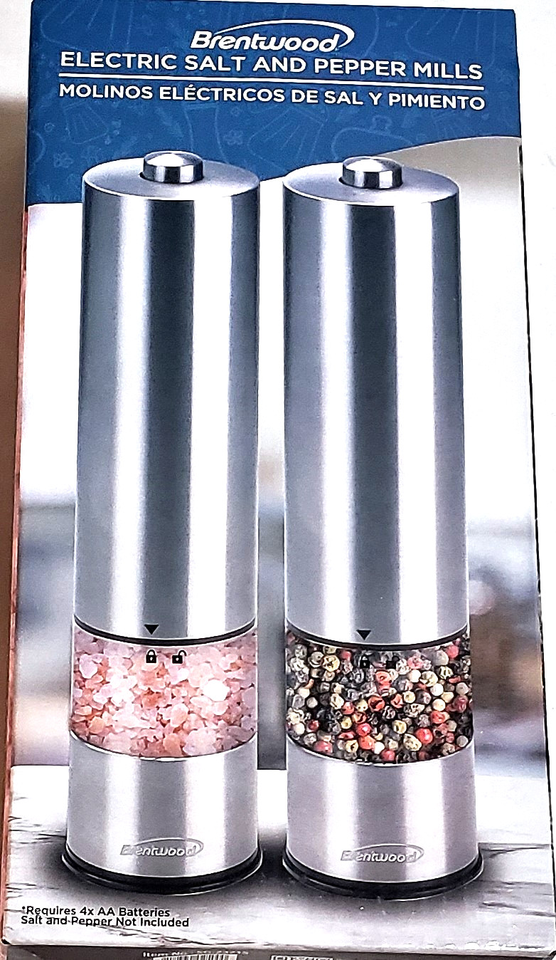 Brentwood SG-2321S Electric Stainless Steel Salt & Pepper Ceramic Grinders