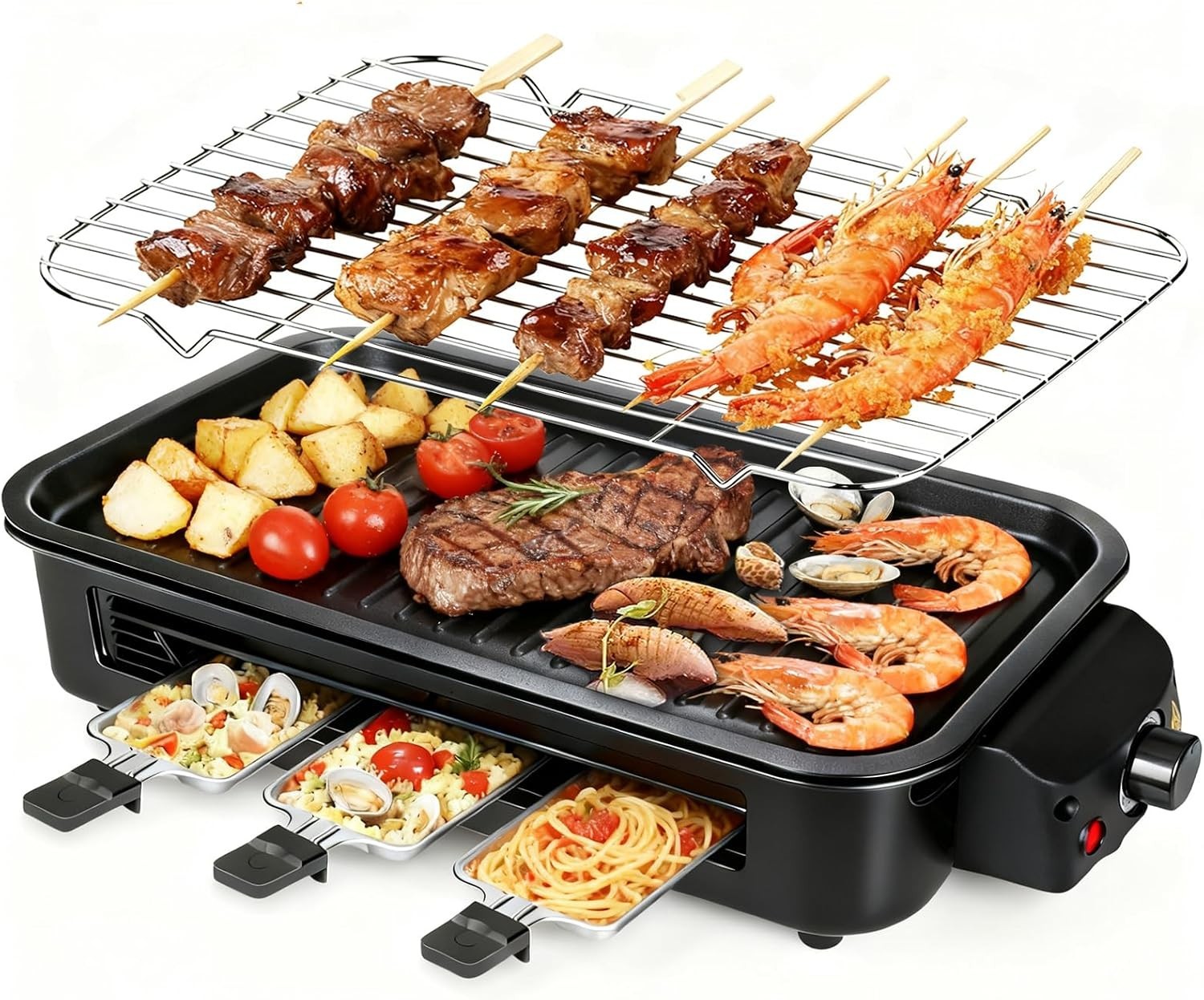 Compact 1700W Indoor BBQ Grill with Removable Non-Stick Plate – Easy Clean