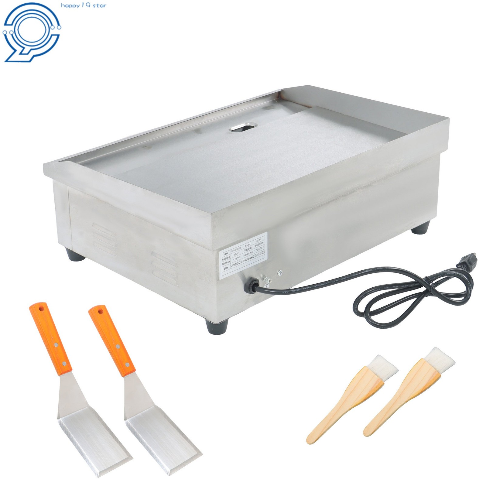 22″ 122℉-572℉ Commercial Electric Griddle 1600W Countertop Flat Top Grill