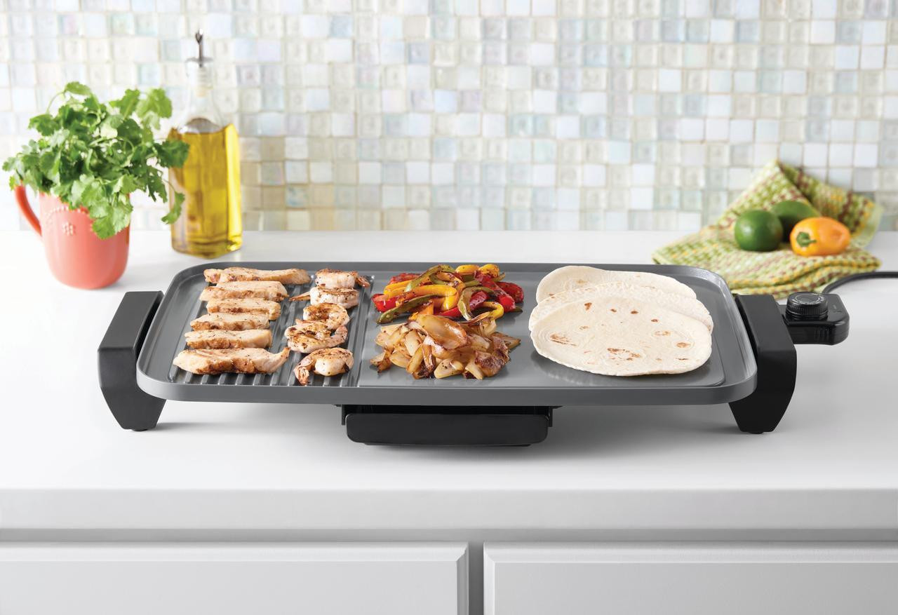 Electric Grill Griddle 20″ Rectangular Corded 120V Nonstick Temp Control Handles