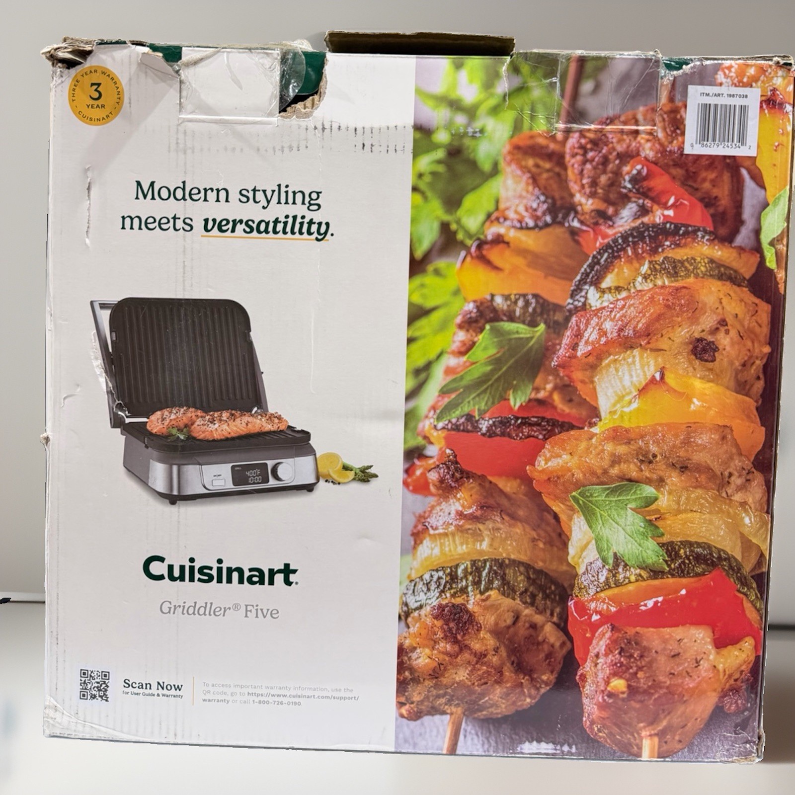 Cuisinart Griddler Five GRID-5BNASPC 5-in-1 Grill Griddle New Open Box
