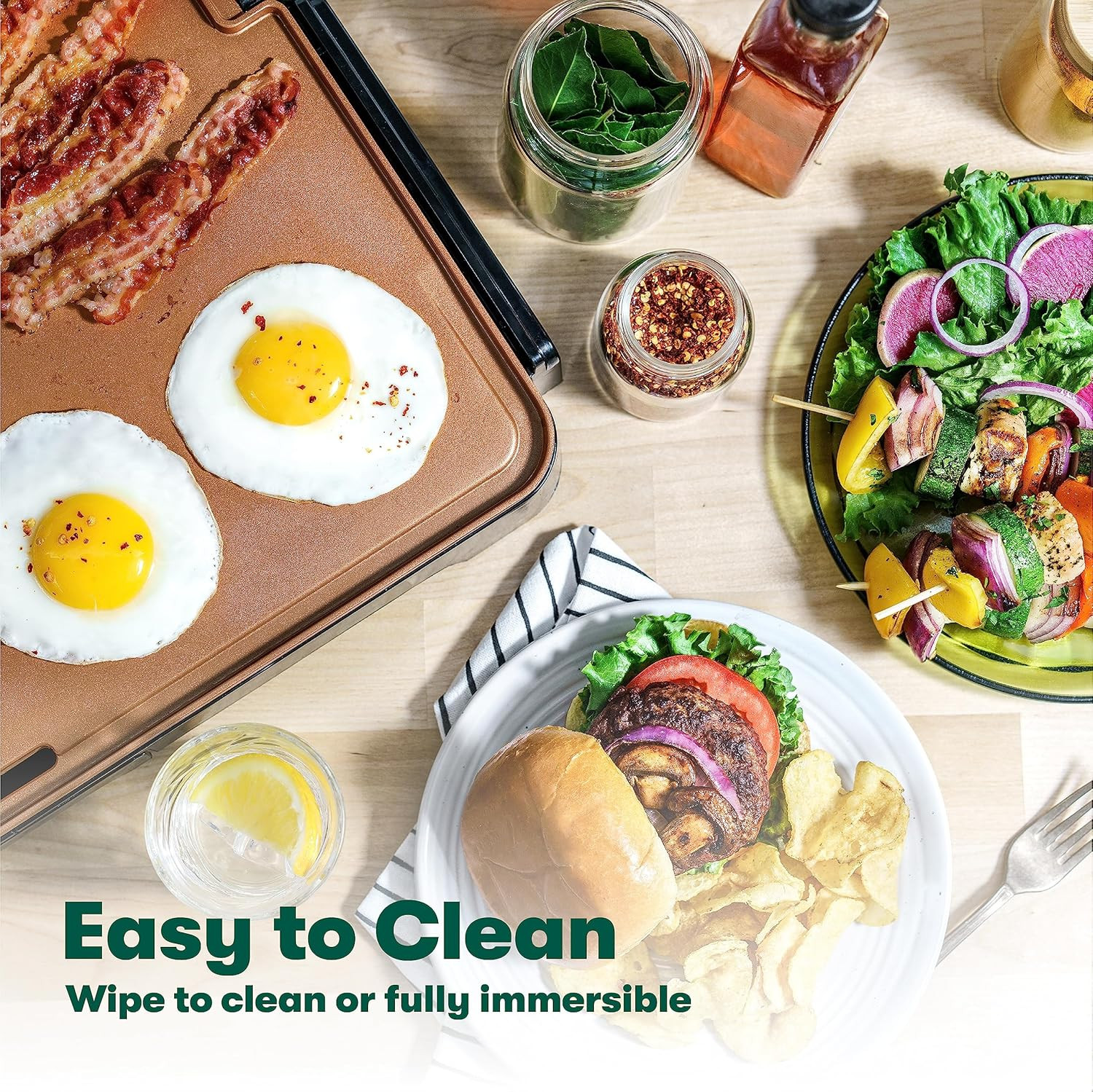 XL Electric Ceramic Titanium Griddle, Make 15 Eggs at Once, Healthy-Eco Non-Stic