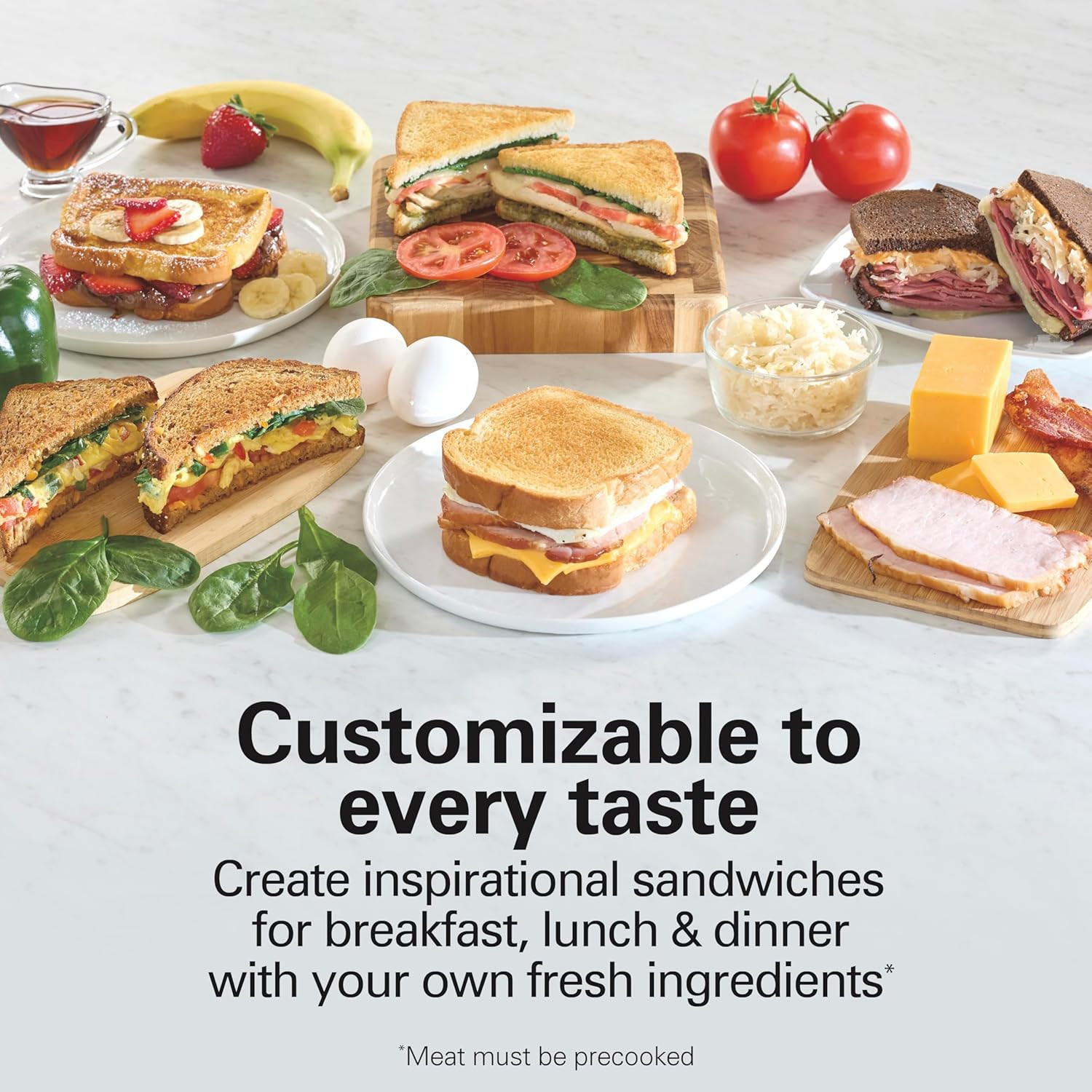 Customizable Hot Sandwich Maker with Non-Stick Surfaces and Built-In Timer