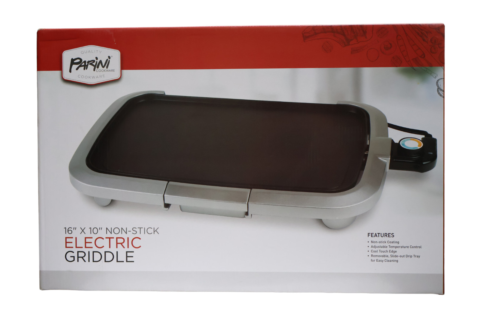 Parini Cookware 16” x 10” Non-Stick Electric Griddle w/ Adjustable Temperature
