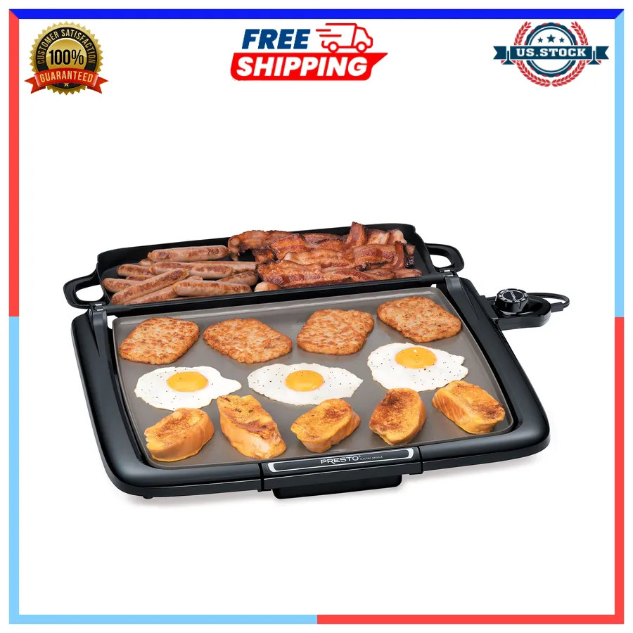 Presto Ceramic Nonstick Electric Griddle with Warming Tray
