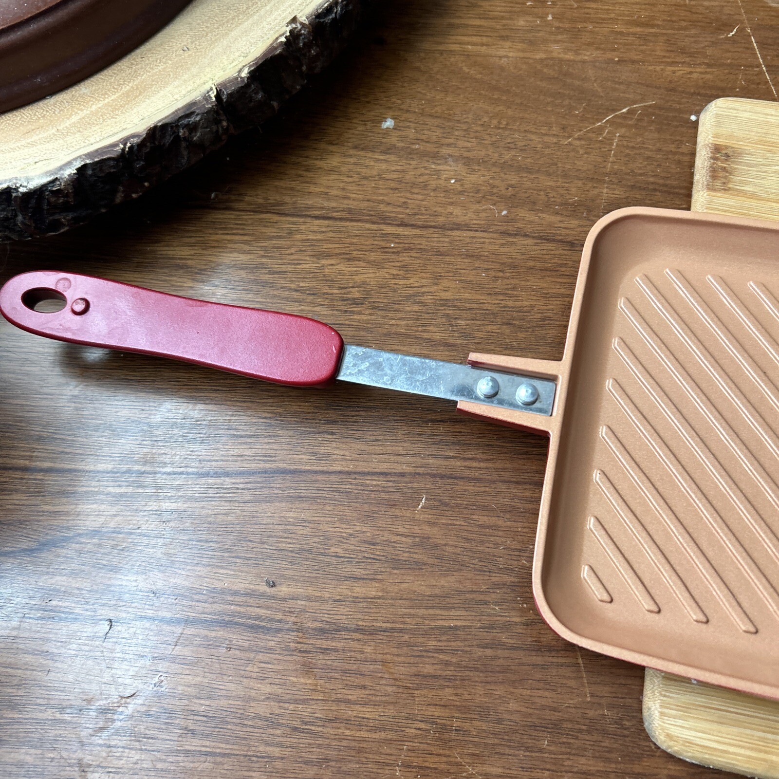 Red Copper Flipwich Non-Stick Stovetop Campfire Grill Sandwich and Panini Maker
