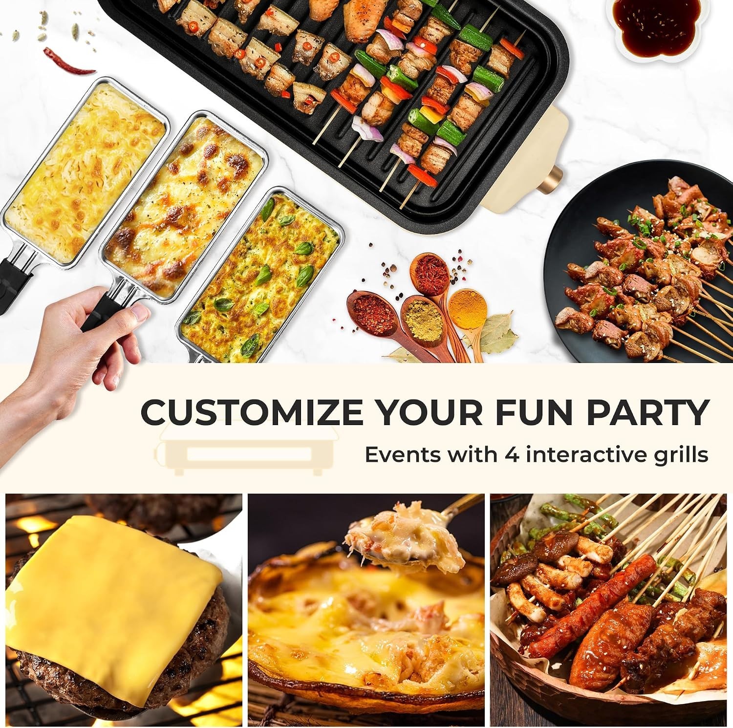 Smokeless 2 in 1 Electric Indoor Grill with Removable Non-Stick Plate, 1700W