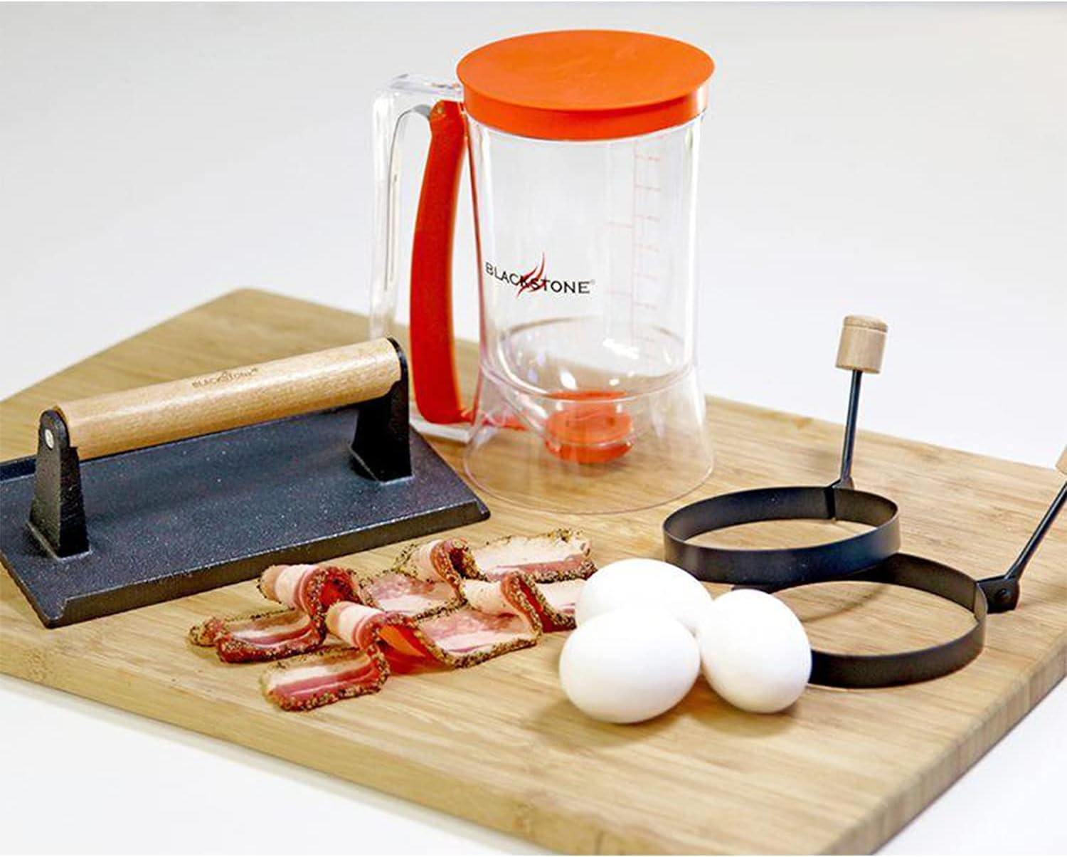 Blackstone 1543 Griddle Breakfast Kit: Batter Dispenser, Bacon Press & Egg Rings