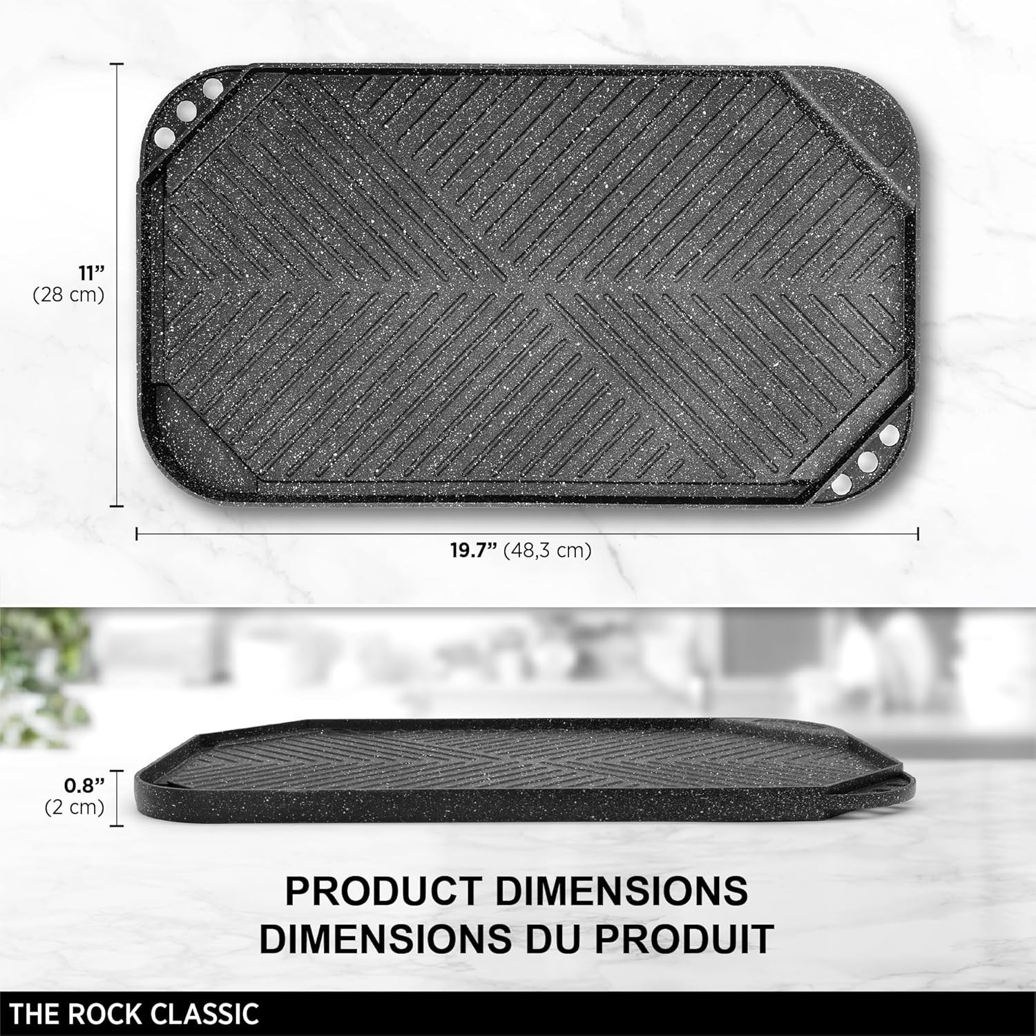 Rock 19.7” Non-Stick Reversible Grill & Griddle – Durable & Easy to Clean